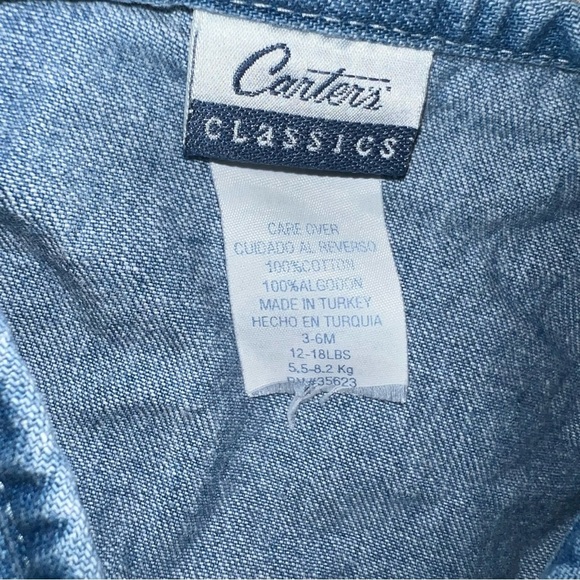 Vintage Carter's Blue Denim Kids Dress hey diddle diddle sz 3-6m - Picture 3 of 3